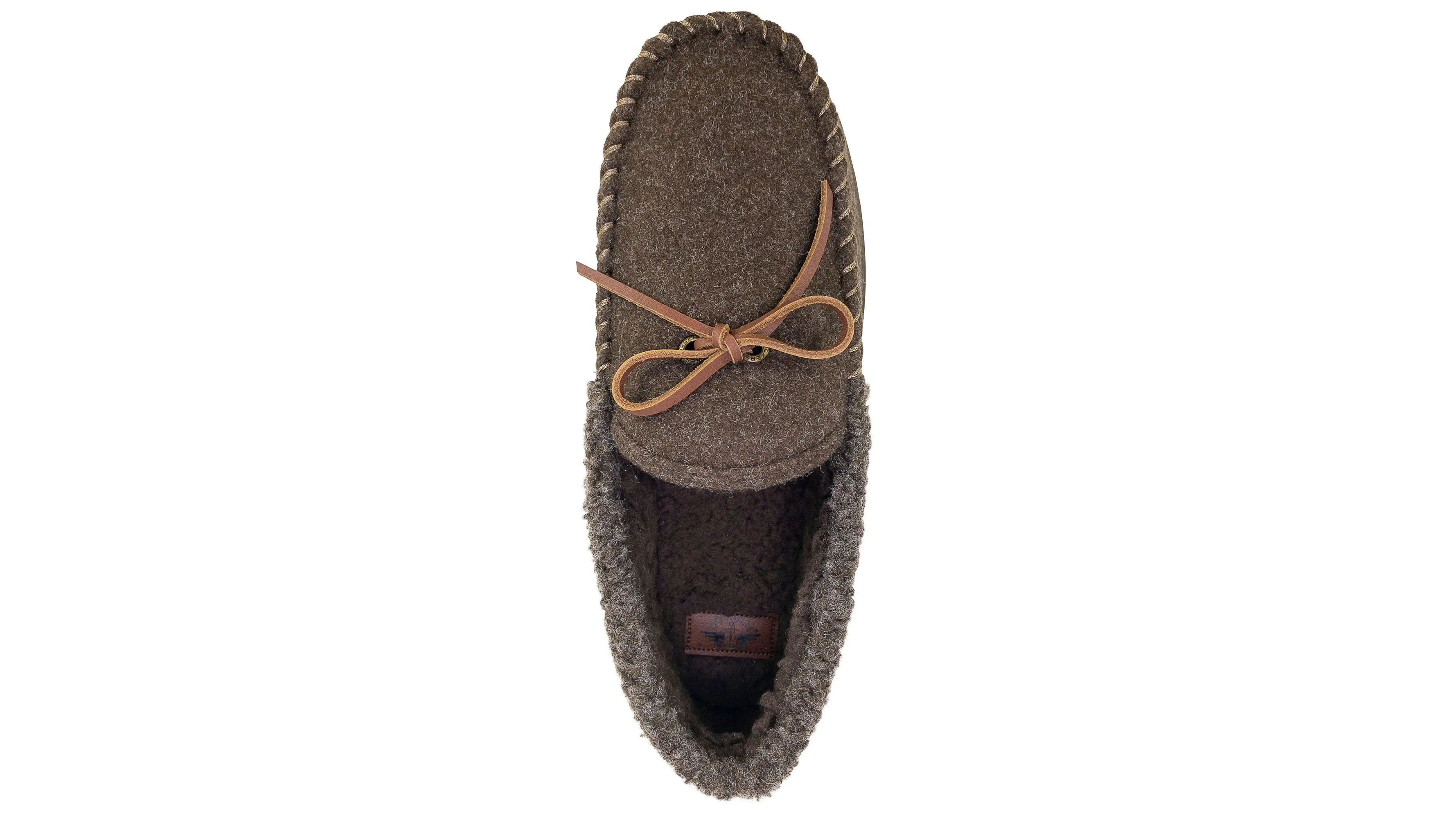 Rolled Collar Wool Moccasin Slippers