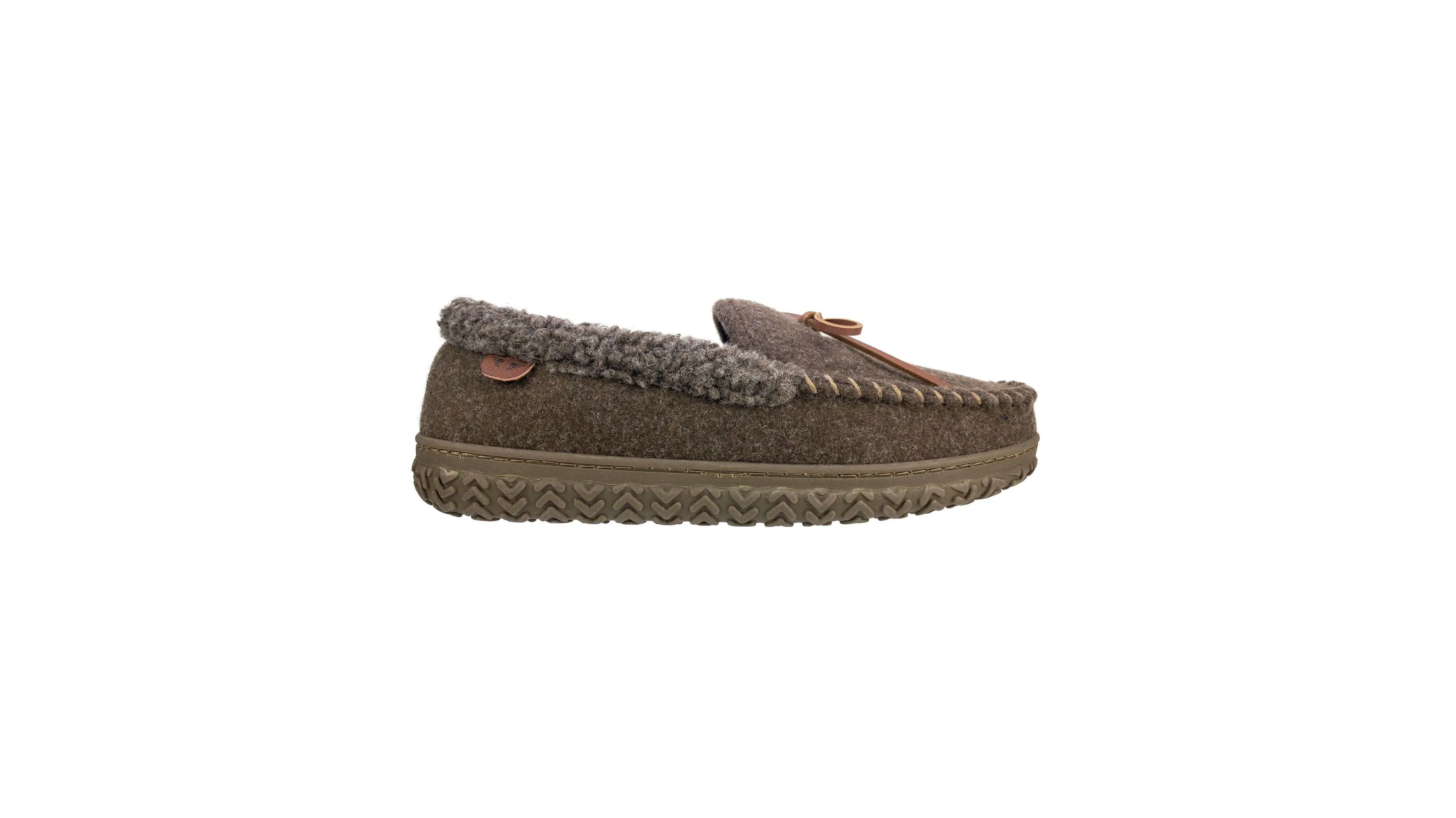 Rolled Collar Wool Moccasin Slippers