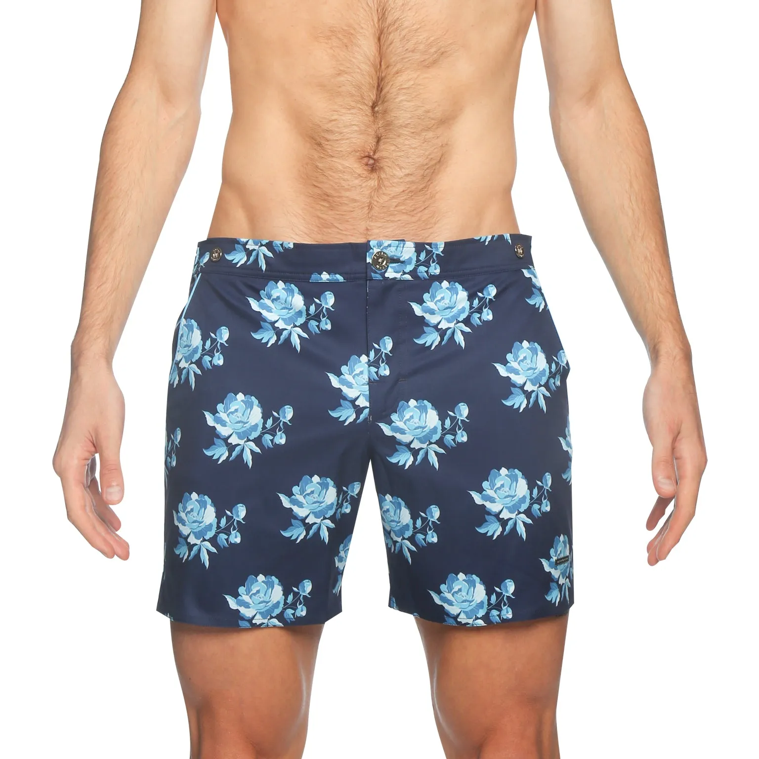 Super Blue Peonies Print 6" Catalonia Stretch