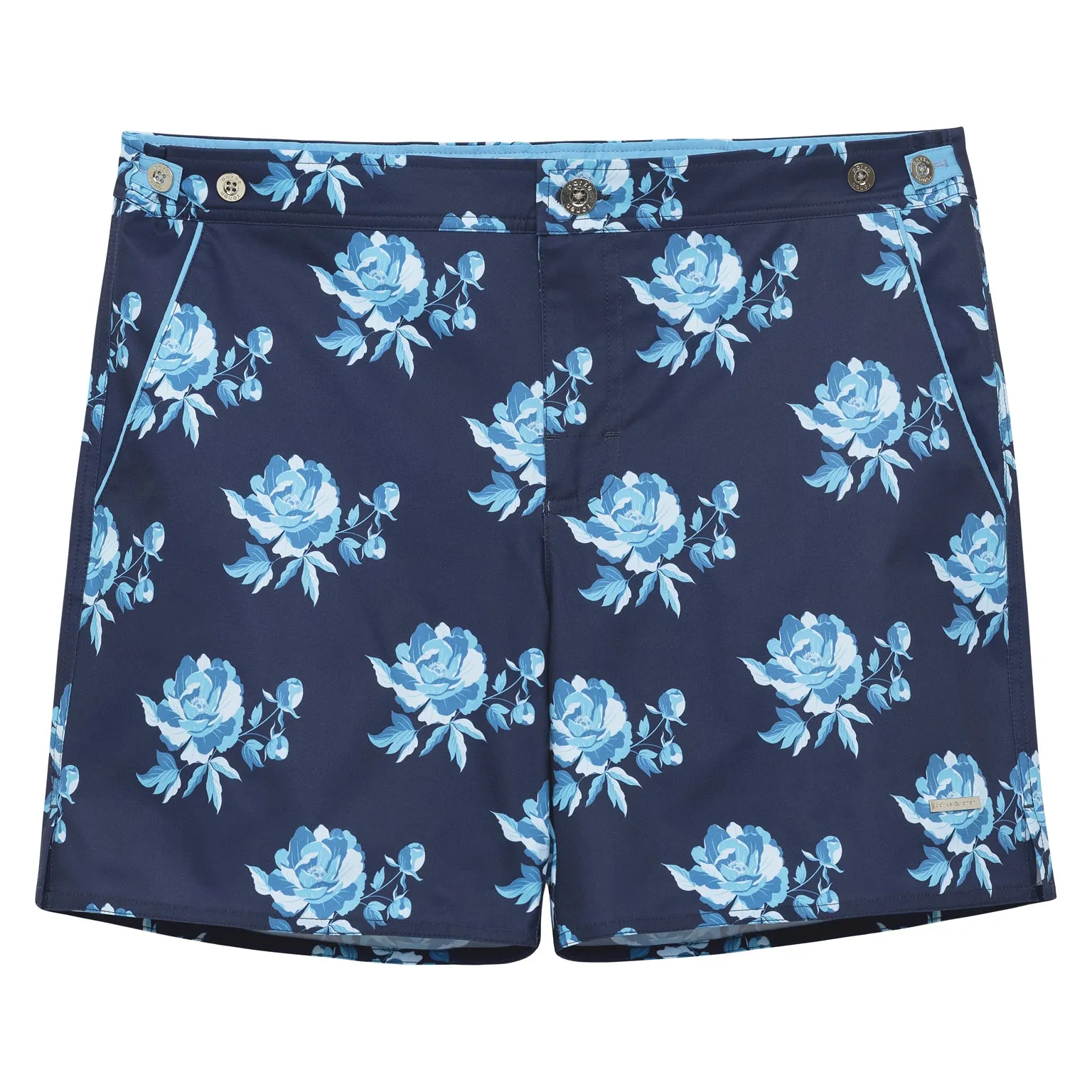 Super Blue Peonies Print 6" Catalonia Stretch