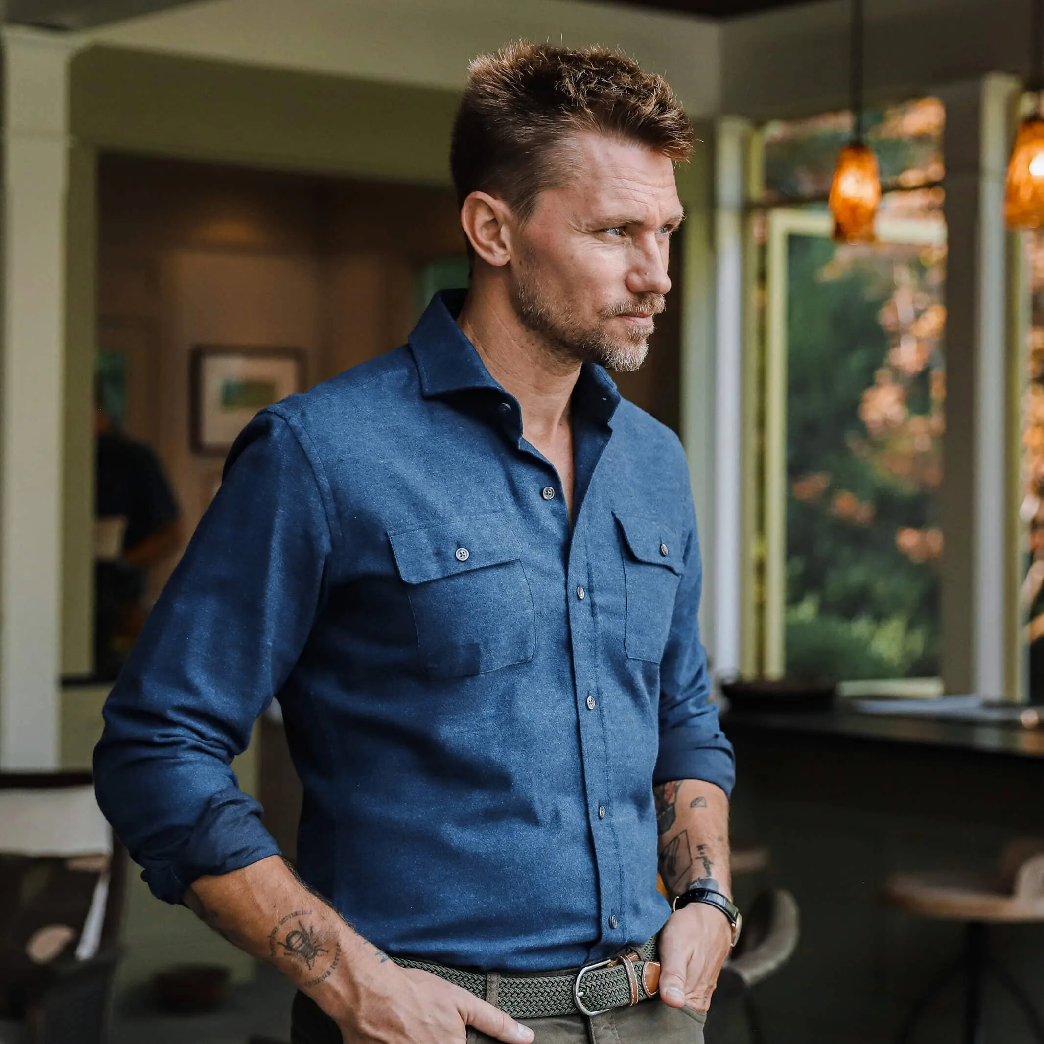 The Dark Blue Heather Heyming Flannel Custom Shirt