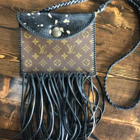 The Fringed Falcon - Black/Gold Hair-on-Hide Vintage Wristlet/Crossbody/Clutch The Fringed Falcon - Black/Gold Hair-on-Hide Vintage Wristlet/Crossbody/Clutch