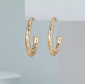 Topsie Gold Hammered Oval Hoop Earrings Topsie Gold Hammered Oval Hoop Earrings