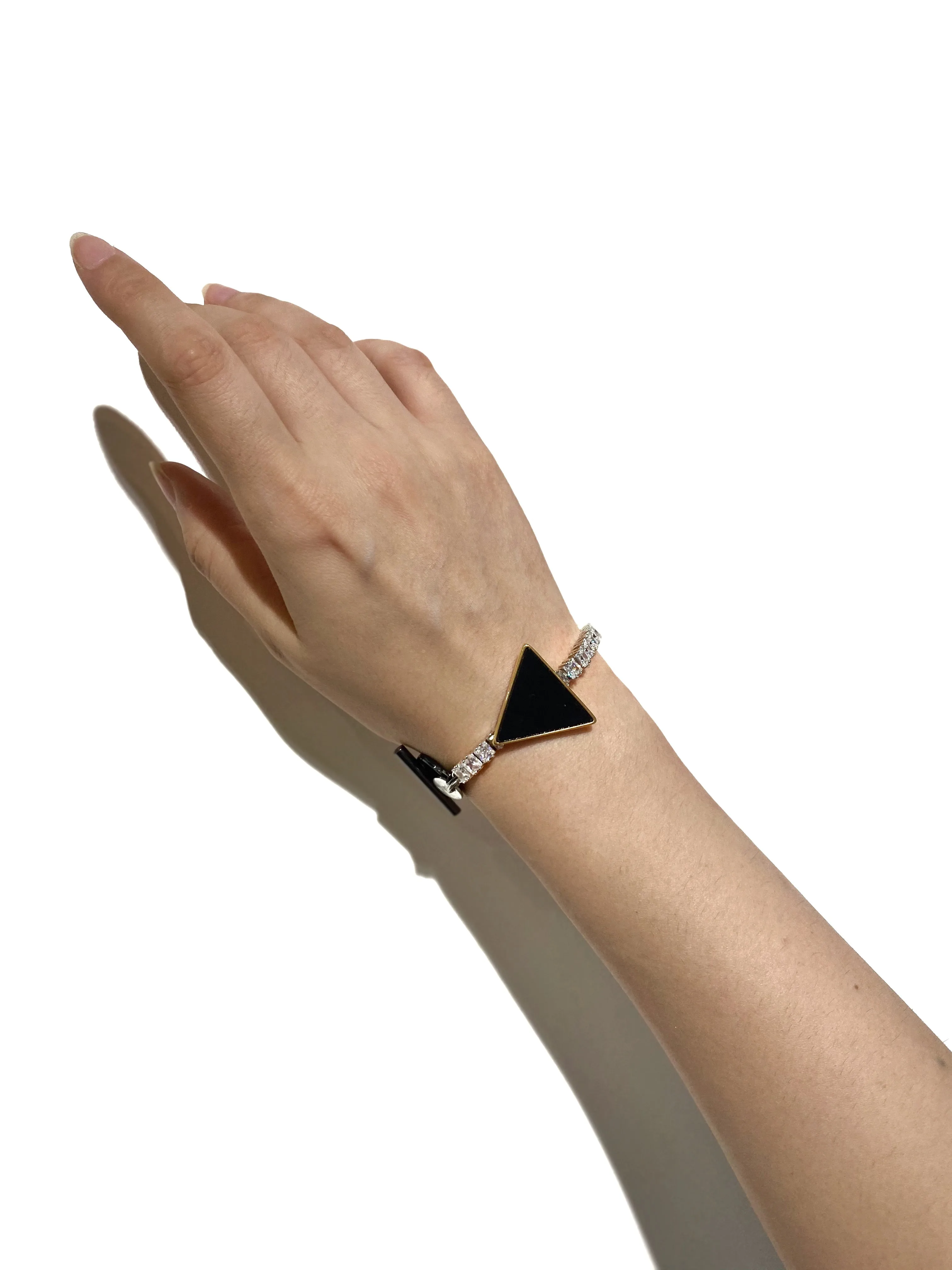 TRIANGLE  EMBELLISHED ZIRCON CRYSTAL CHAIN BRACELET