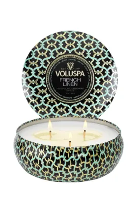 Voluspa 3 Wick Tin Candle - French Linen Voluspa 3 Wick Tin Candle - French Linen