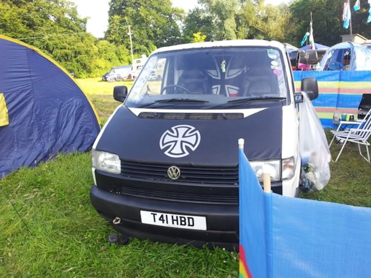 VW T4 S.Nose Bonnet Bra, Cover Silver French Cross