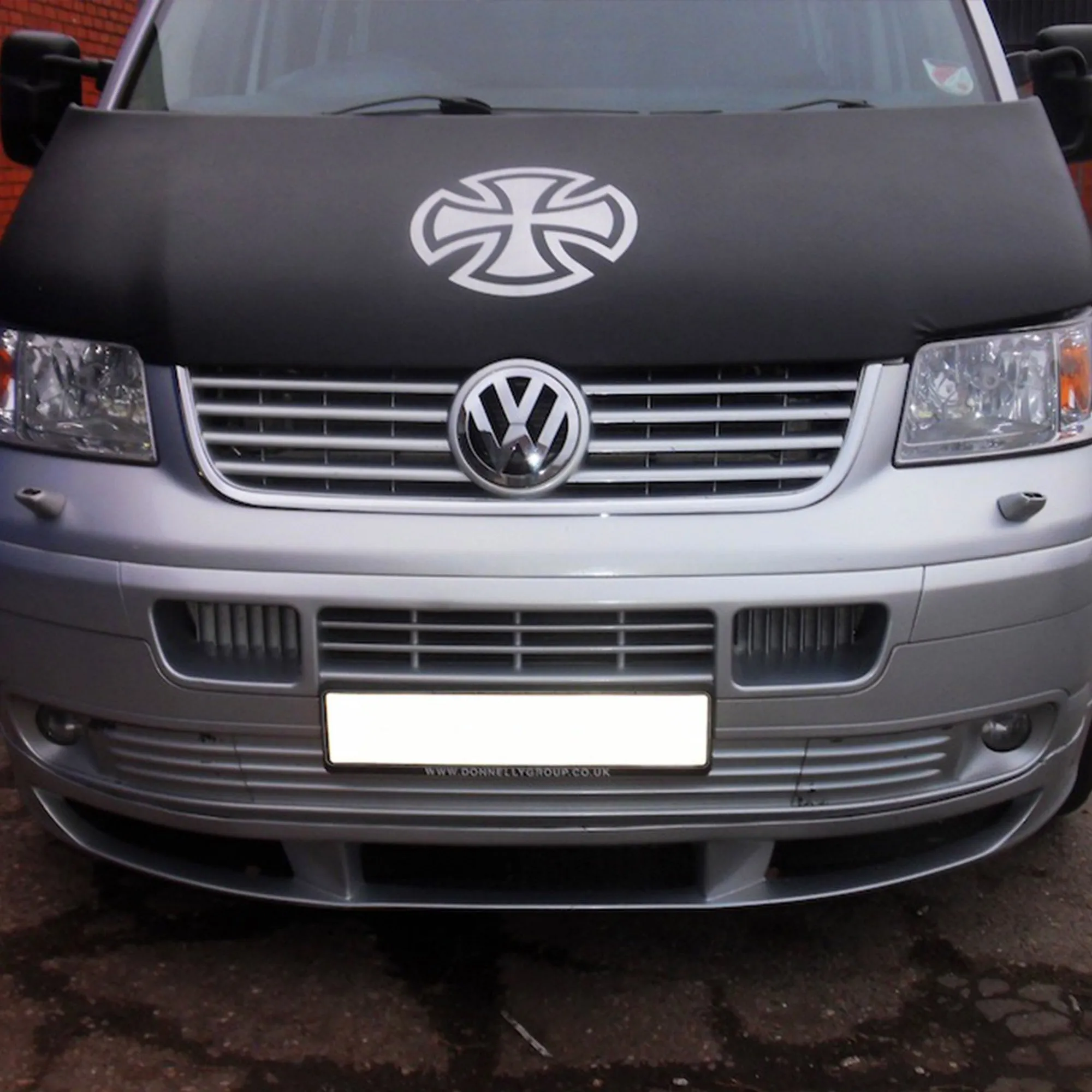 VW T5, Bonnet Bra / Cover Silver French Cross
