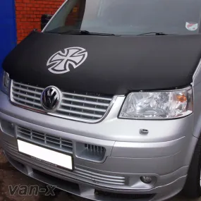 VW T5, Bonnet Bra / Cover Silver French Cross